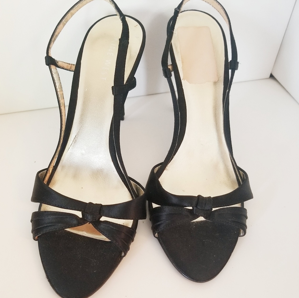 Nine West Black Satin Heel size 8 1/2